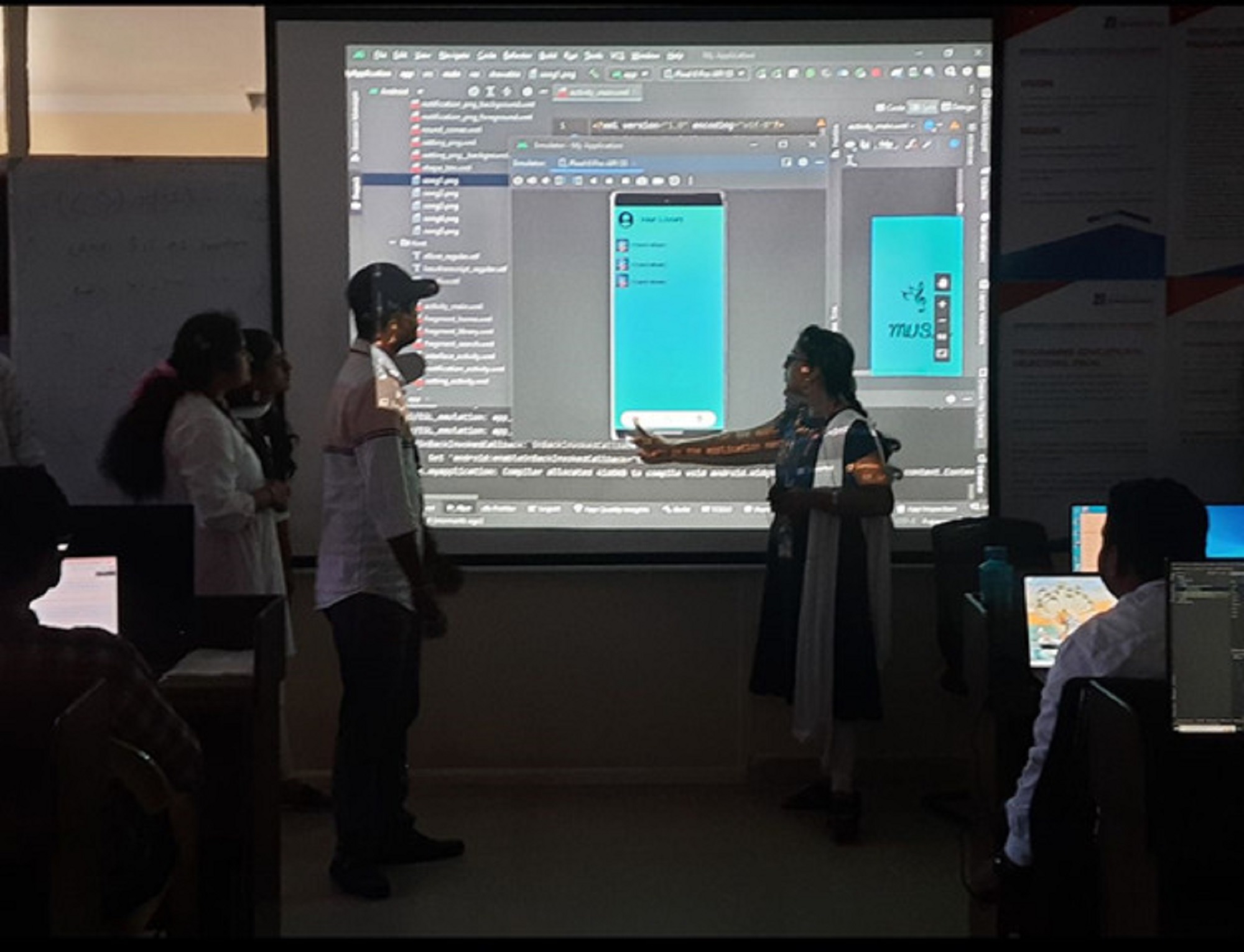 Students attending an app development workshop